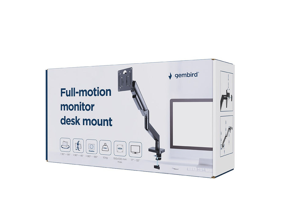 Gembird MA-DA1-04 Full-motion desk display mounting arm, 17”-32”, black