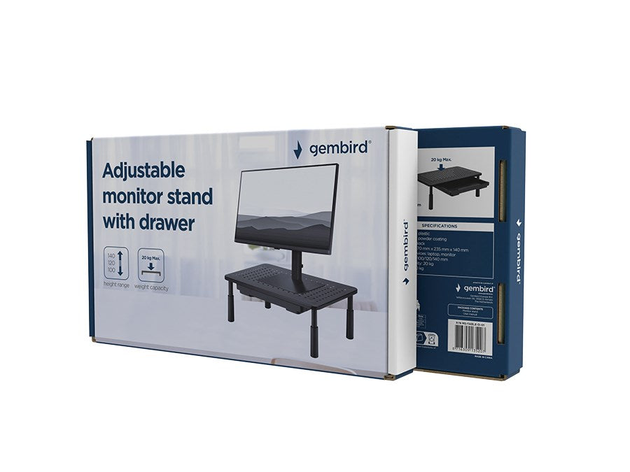 Gembird MS-TABLE-D-01 Adjustable monitor stand with drawer (rectangle)