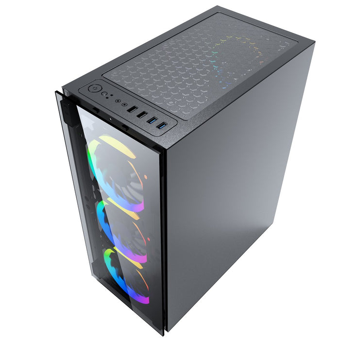 Gembird CCC-FC-1500RGB computer case Midi Tower Black, Transparent