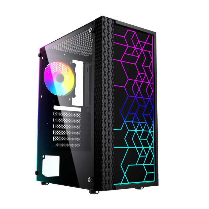 Gembird Fornax 2500 ARGB Gaming ATX computer case, Midi Tower, backlight,  Black