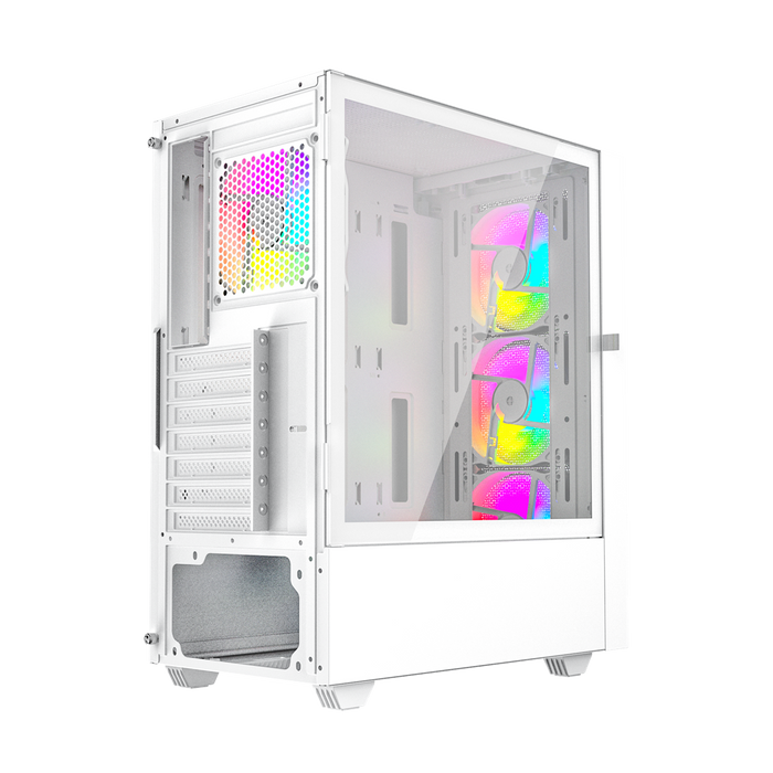 Gembird Fornax 4000W ARGB gaming ATX computer case, Midi Tower, backlight, White