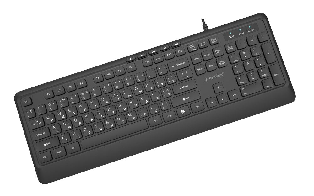 Gembird KB-MCH-05-CYRL Slim wired multimedia keyboard, black, RU layout