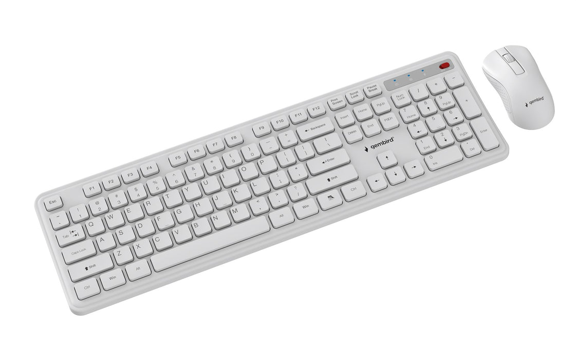 Gembird KBS-WPS-01 Slim Pro Business wireless desktop set, white, US layout