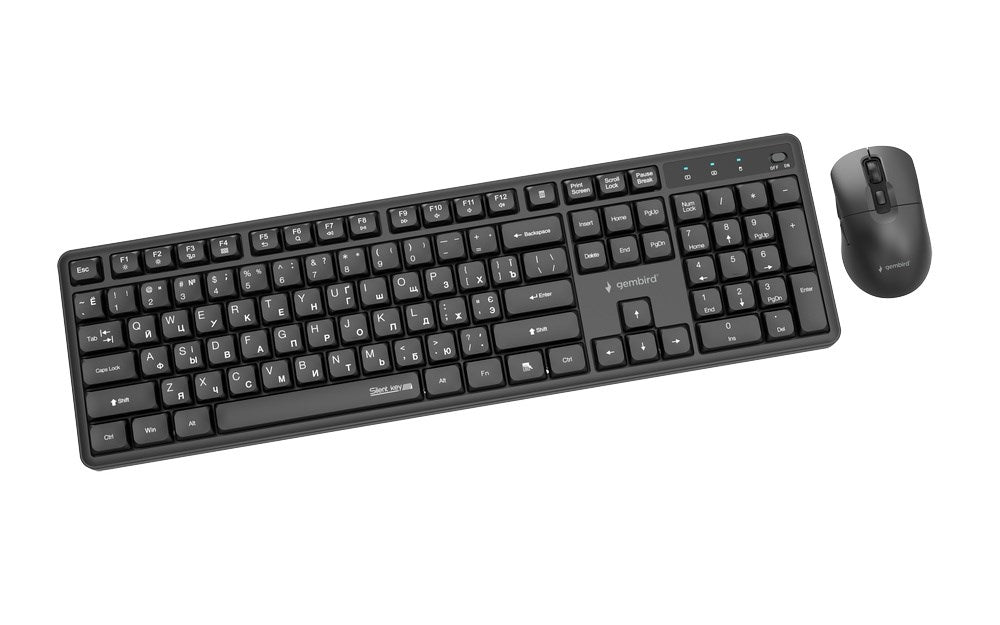 Gembird KBS-WMS-01-CYRL Silent key Pro Business wireless desktop set, black, RU layout
