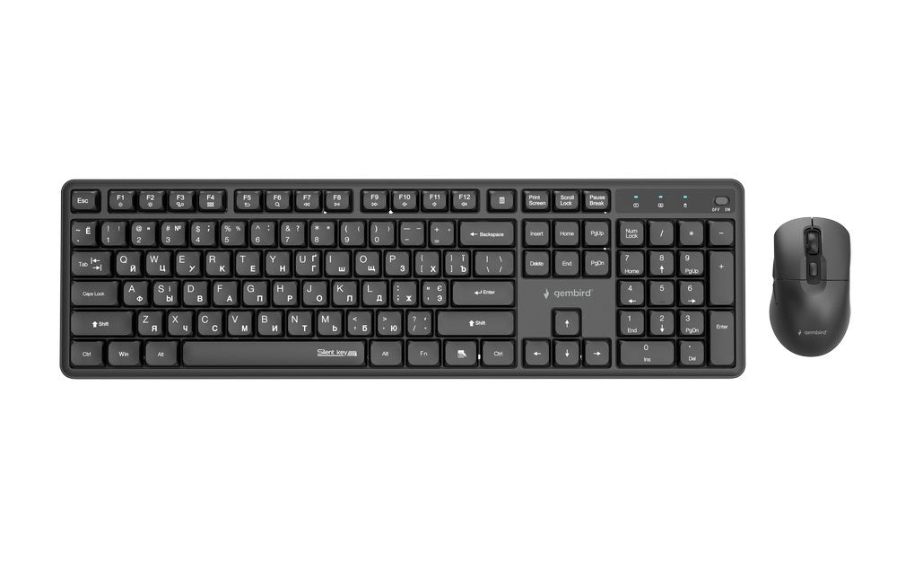 Gembird KBS-WMS-01-CYRL Silent key Pro Business wireless desktop set, black, RU layout