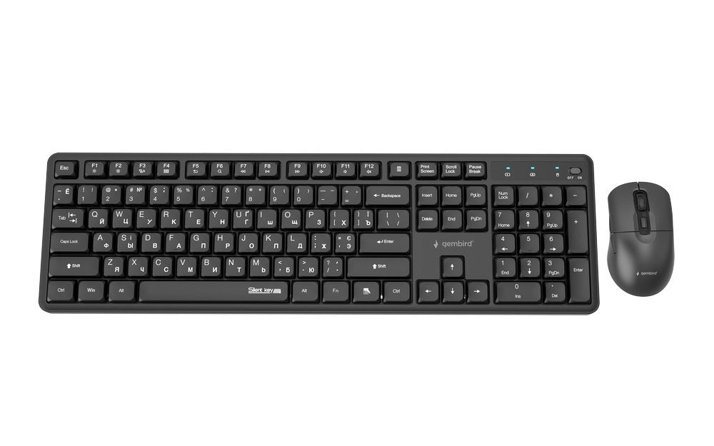 Gembird KBS-WMS-01-CYRL Silent key Pro Business wireless desktop set, black, RU layout