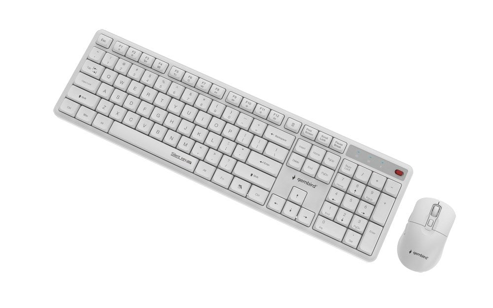 Gembird KBS-WMS-01-W Silent key Pro Business wireless desktop set, white, US layout