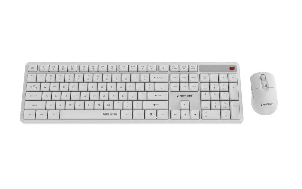 Gembird KBS-WMS-01-W Silent key Pro Business wireless desktop set, white, US layout