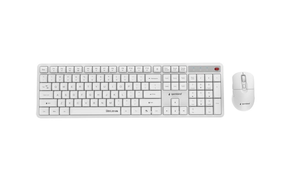 Gembird KBS-WMS-01-W Silent key Pro Business wireless desktop set, white, US layout