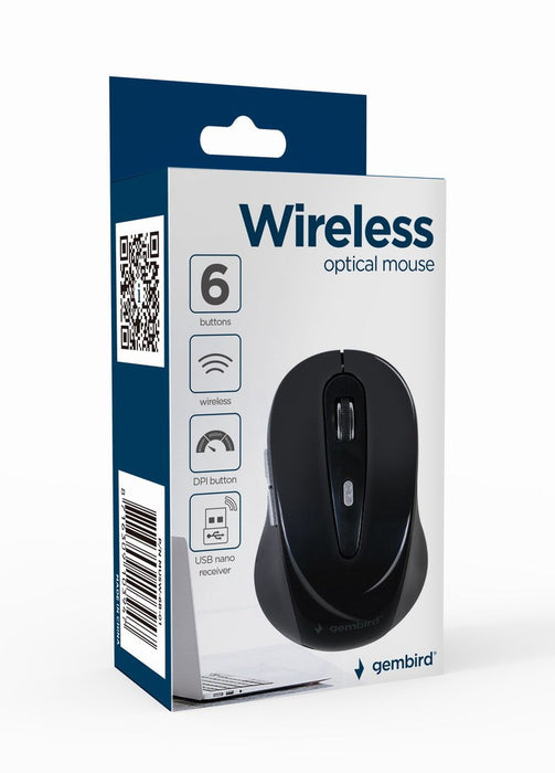 Wireless Mouse GEMBIRD MUSW-6B-01 Black Black/Grey (1 Unit)