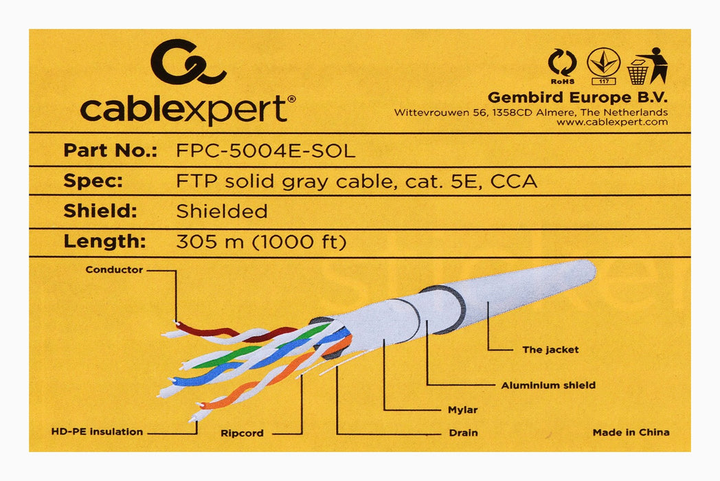 Gembird Cat5e, 305m networking cable Grey