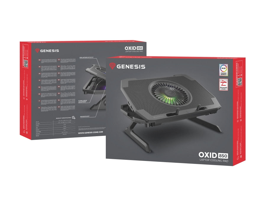 Genesis Laptop Cooling Pad Oxid 850 15.6-17.3 5 Fans, Led Light