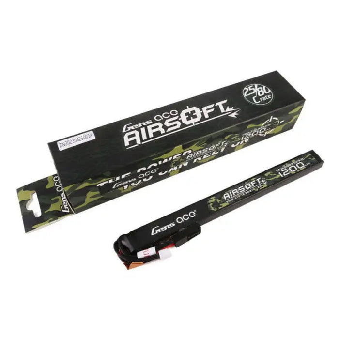 Gens ace 25C 1200mAh 3S1P 11.1V Airsoft Gun Lipo Battery with mini Tamiya Plug Long size - Lithium