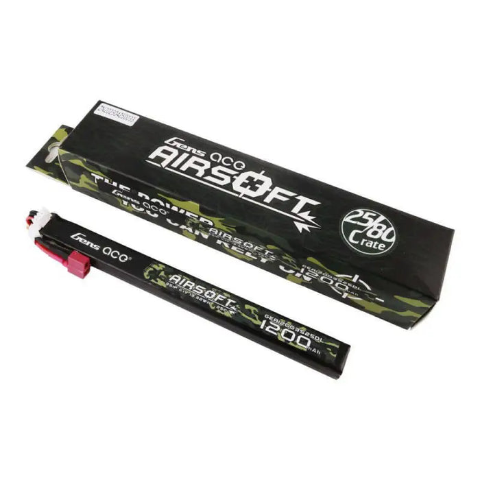 Gens Ace 25C 1200mAh 3S1P 11.1V Airsoft Gun Lipo Battery with T Plug Long size - Lithium and NiMH<<<Batteries<<<RC