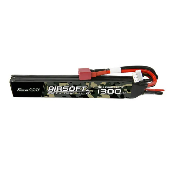 Gens ace 25C 1300mAh 2S1P 7.4V Saddle Airsoft Gun Lipo Battery with T Plug - Lithium and NiMH<<<Batteries<<<RC