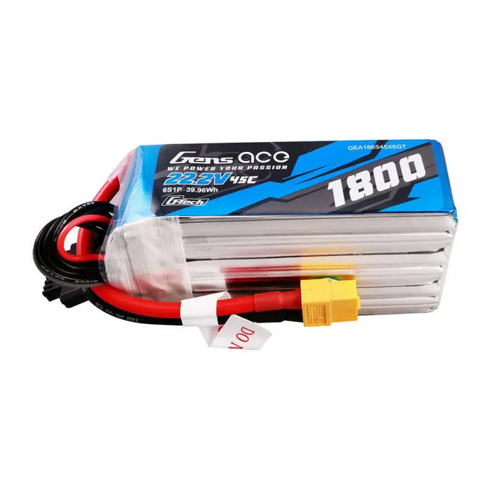 Gens ace G-Tech 1800mAh 22.2V 45C 6S1P Lipo Battery Pack with XT60 Plug - Lithium and NiMH<<<Batteries<<<RC