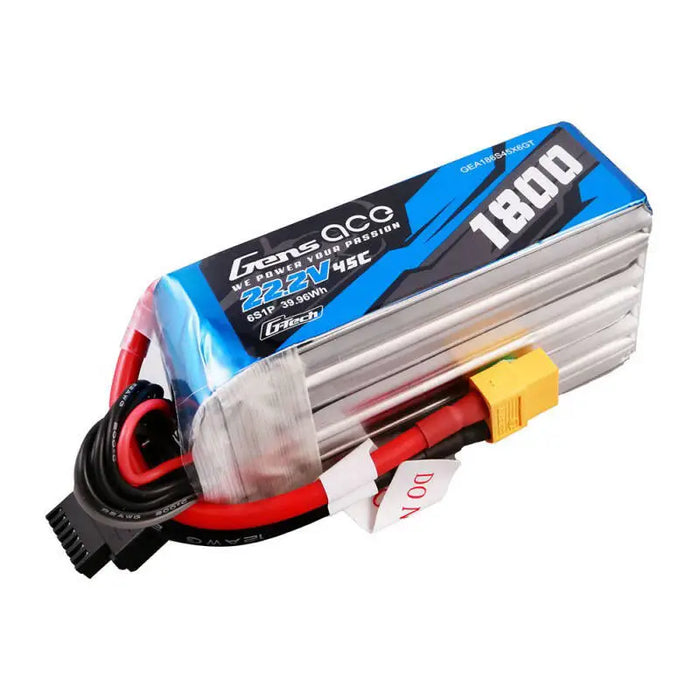 Gens ace G-Tech 1800mAh 22.2V 45C 6S1P Lipo Battery Pack with XT60 Plug - Lithium and NiMH<<<Batteries<<<RC