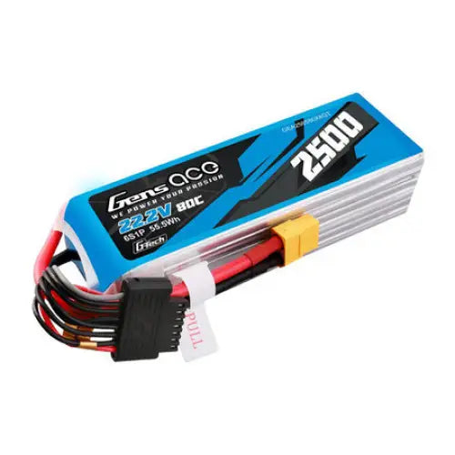 Gens ace G-Tech 2500mAh 22.2V 80C 6S1P Lipo Battery Pack with XT60 plug - Lithium and NiMH<<<Batteries<<<RC
