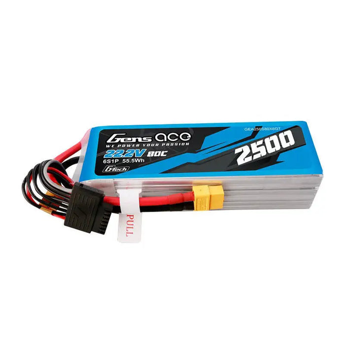 Gens ace G-Tech 2500mAh 22.2V 80C 6S1P Lipo Battery Pack with XT60 plug - Lithium and NiMH<<<Batteries<<<RC