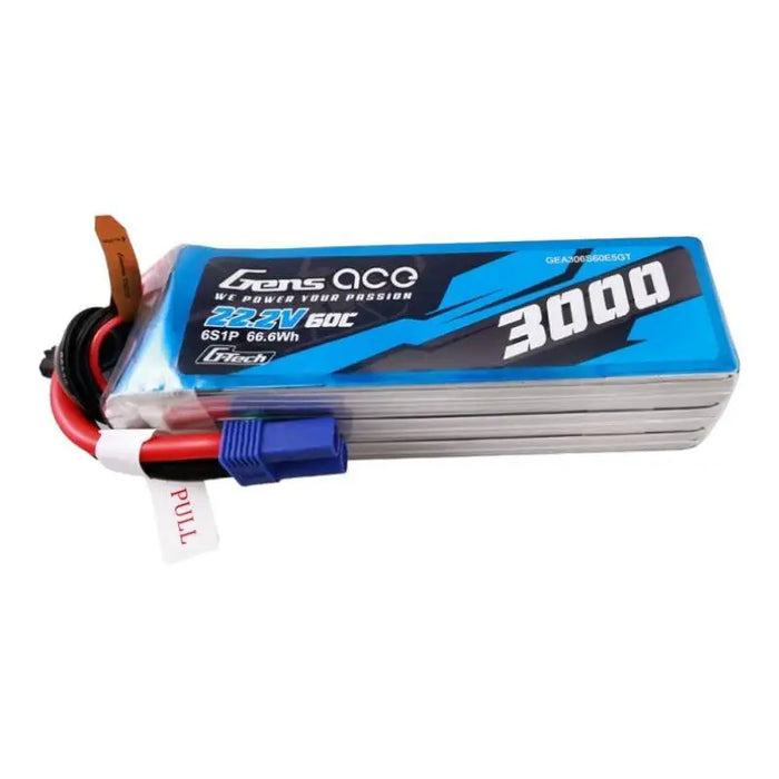 Gens ace G-Tech 3000mAh 22.2V 60C 6S1P Lipo Battery Pack with EC5 plug - Lithium and NiMH<<<Batteries<<<RC