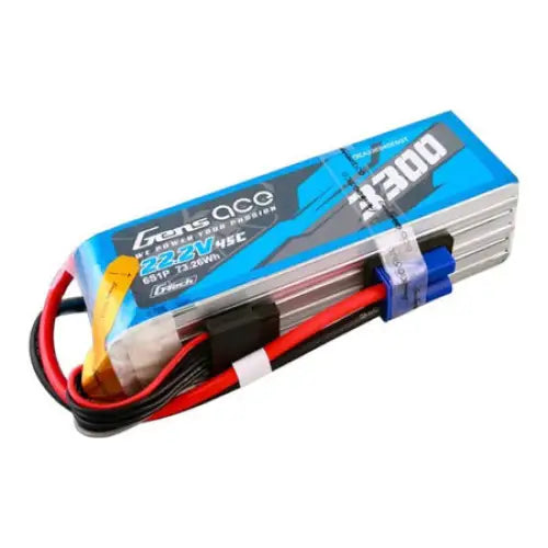 Gens ace G-Tech 3300mAh 22.2V 45C 6S1P Lipo Battery Pack with EC5 Plug - Lithium and NiMH<<<Batteries<<<RC