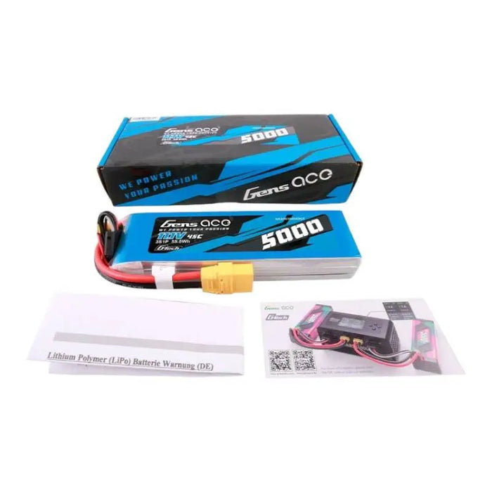 Gens ace G-Tech 5000mAh 11.1V 45C 3S1P lipo battery with XT90 Plug - Lithium and NiMH<<<Batteries<<<RC