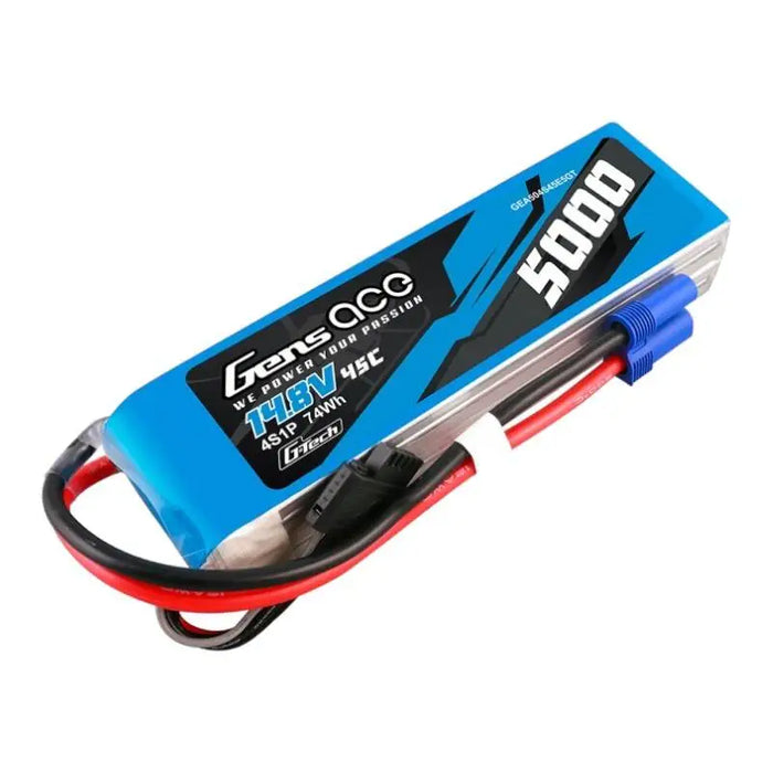 Gens ace G-Tech 5000mAh 14.8V 45C 4S1P Heli Lipo Battery with EC5 Plug - Lithium and NiMH<<<Batteries<<<RC