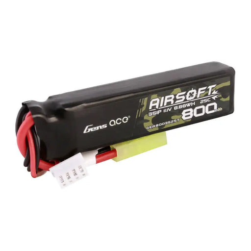 Gens Ace Lipo 800MAH 11.1V 25C 3S1P Airsoft Gun Lipo Battery with mini Tamiya Plug - Lithium and NiMH<<<Batteries<<<RC
