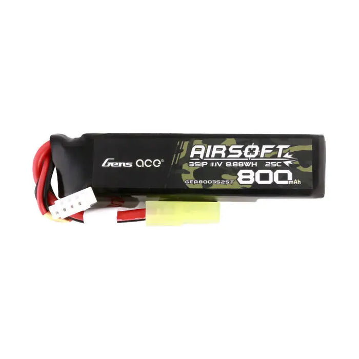 Gens Ace Lipo 800MAH 11.1V 25C 3S1P Airsoft Gun Lipo Battery with mini Tamiya Plug - Lithium and NiMH<<<Batteries<<<RC