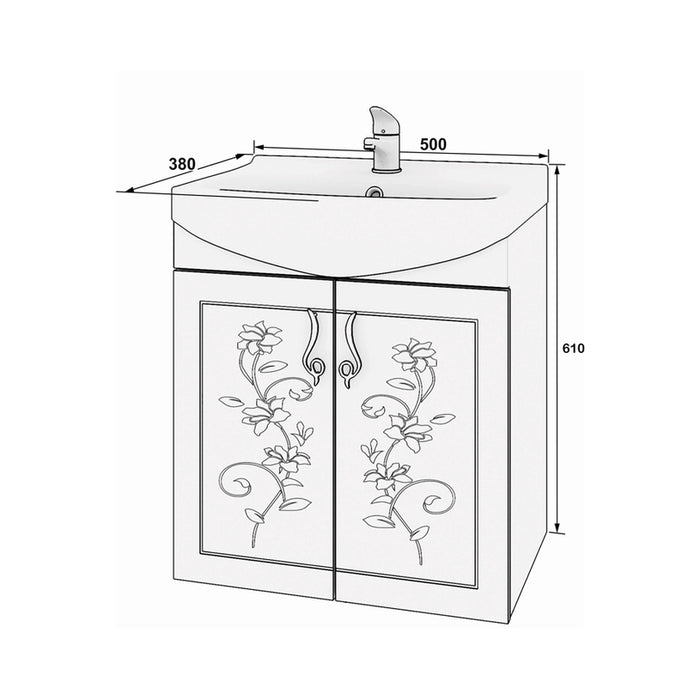 BATHROOM CABINET WITH WASHBASIN GERA COLORS 50