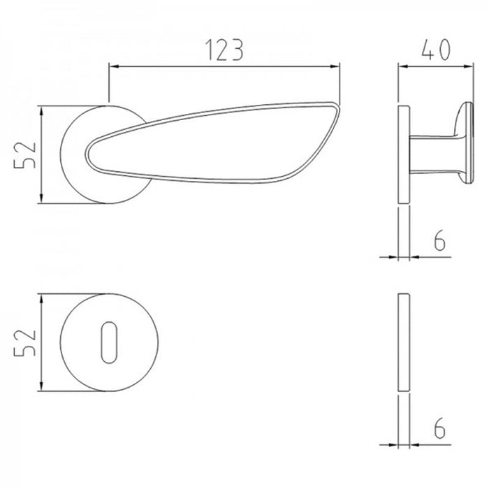 DOOR HANDLE GHIDINI FARFALLA RB52 ZCS