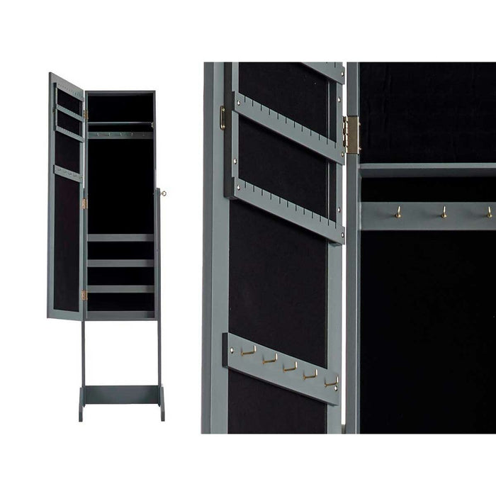 Free standing mirror Gift Decor Grey Cloth Crystal MDF MDF Wood 36 x 140 x 36,5 cm Rectangular Jewellery Stand