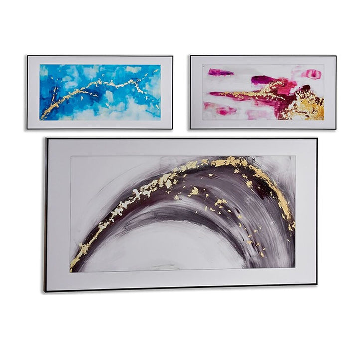 Canvas Gift Decor Blue Brown Pink Abstract 61,5 x 3 x 121 cm (3 Units)