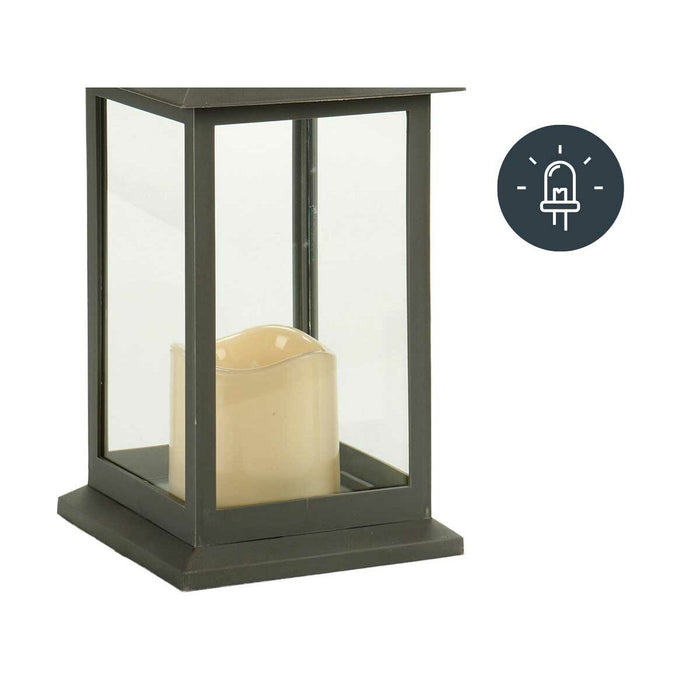 LED Lantern Gift Decor White Black Crystal Plastic 13,5 x 34,5 x 13,5 cm (12 Units)