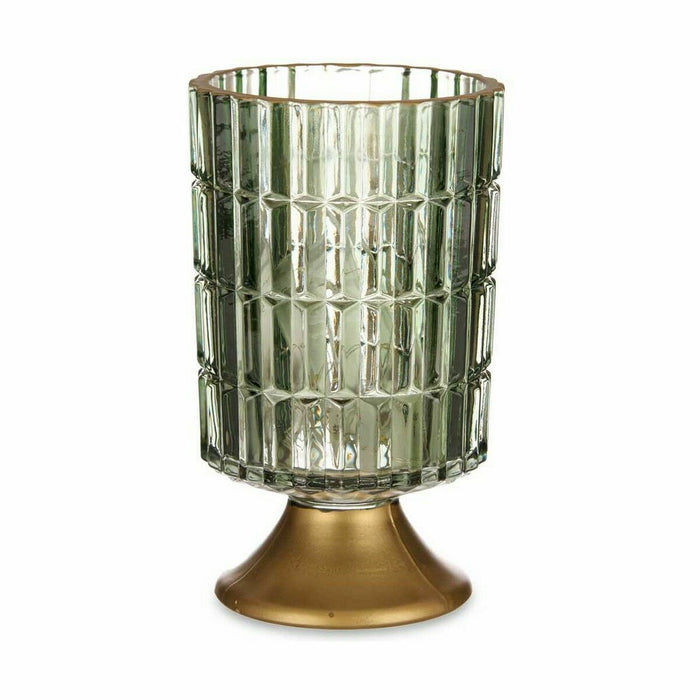 LED Lantern Gift Decor Green Golden Glass 10,7 x 18 x 10,7 cm (6 Units)