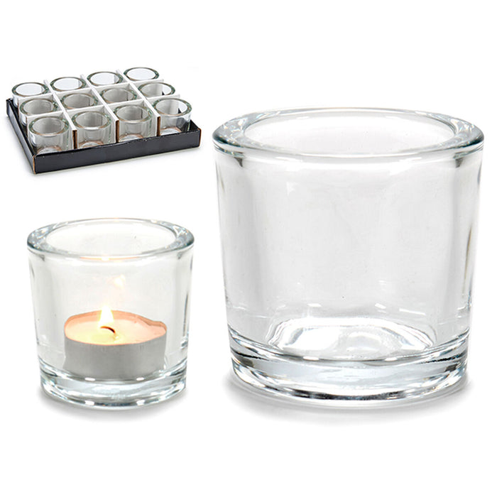 Candleholder Gift Decor Transparent Glass 6,5 x 6 x 6,5 cm (12 Units)