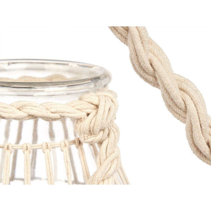 Candleholder Gift Decor White Transparent Glass Rope 17 x 25 cm 17 x 27 x 17 cm Tin (4 Units)