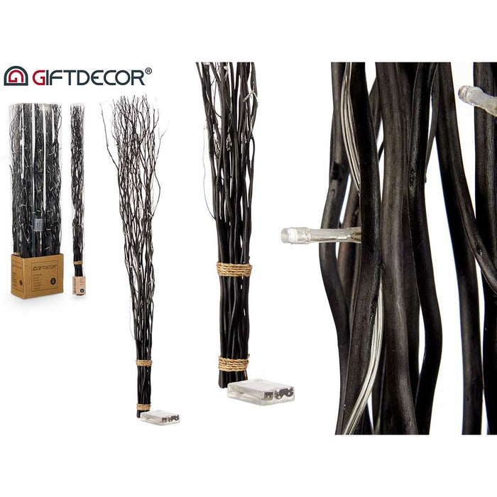 Bouquets Gift Decor Black Wood 7,5 x 120 x 7,5 cm LED Light (8 Units)
