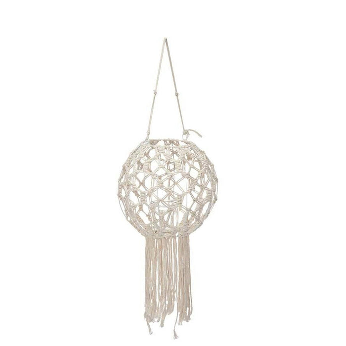 Lantern Gift Decor White Cotton Crystal Macrame 25 x 27 x 25 cm (4 Units)