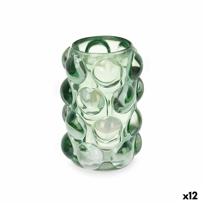 Candleholder Gift Decor Green Crystal 8,4 x 12,5 x 8,4 cm Microbeads (12 Units)
