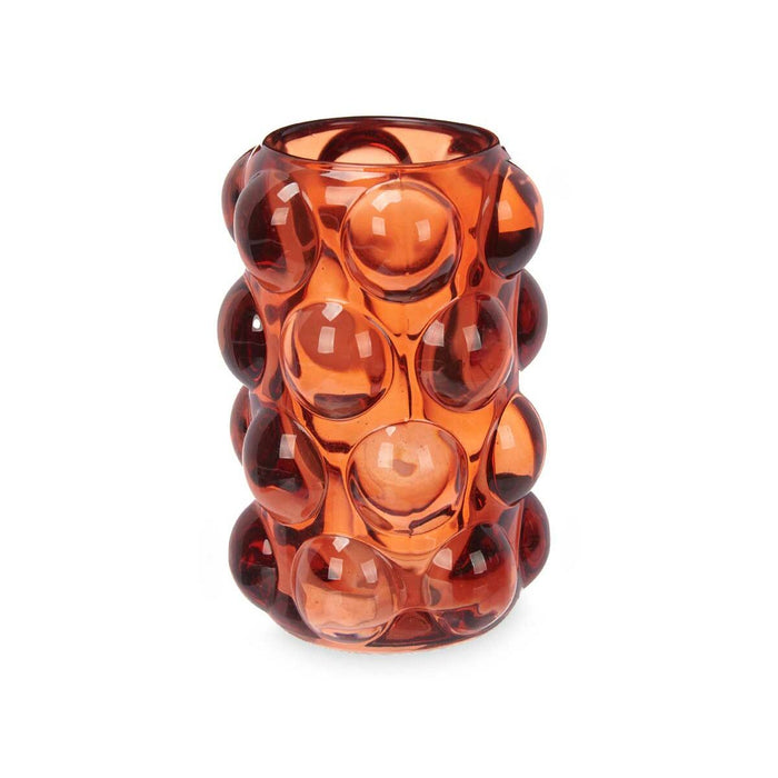 Candleholder Gift Decor Orange Tile Crystal 8,4 x 12,5 x 8,4 cm Microbeads (12 Units)
