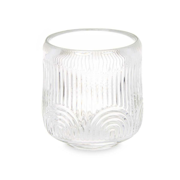 Candleholder Gift Decor Transparent Crystal 9 x 9,5 x 9 cm Stripes (12 Units)