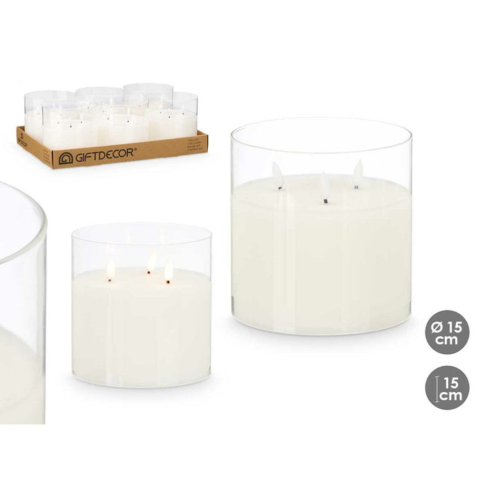 LED Candle Gift Decor White Transparent 15 x 15 x 15 cm (AA) (6 Units)