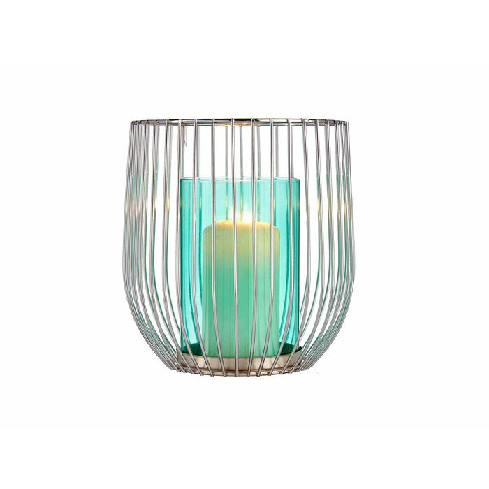 Candleholder Gift Decor Blue Silver Metal Glass 15 x 17 x 15 cm (8 Units)