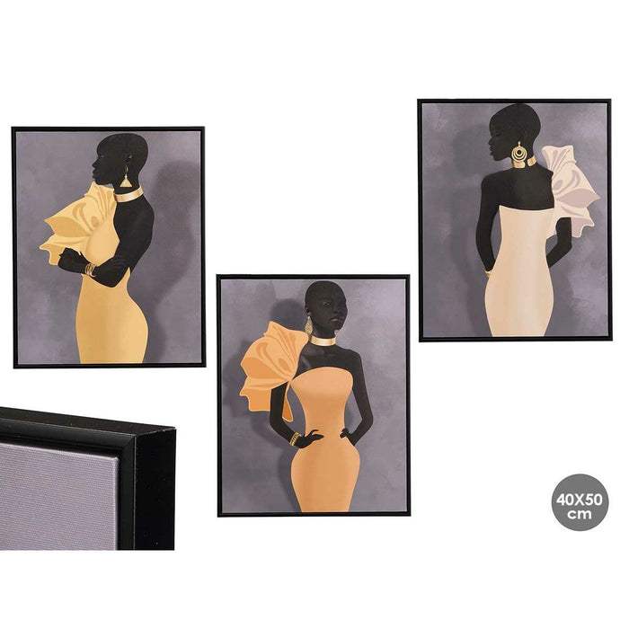 Canvas Gift Decor Yellow Black Grey 40 x 3 x 50 cm (6 Units)