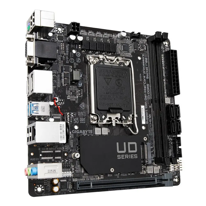GIGABYTE H610I Motherboard - Supports Intel Core 14th CPUs 4 + 1 + 1 Hybrid Digital VRM up to 5600MHz DDR5 1xPCIe 3.0