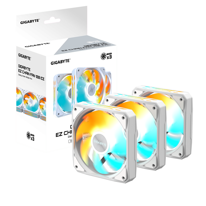 Fan Set 3-Pack GIGABYTE AORUS EZ CHAIN FAN 120 ICE, 120x120x25mm ARGB