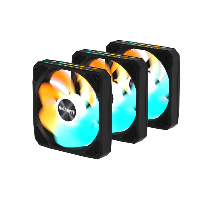 3-Pack GIGABYTE AORUS EZ CHAIN RVS FAN 120 - 120x120x25mm ARGB Fan Set