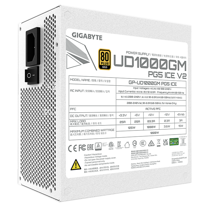 Power supply unit Gigabyte UD1000GM PG5 V2 ICE - 1000W 80+ Gold PCIe 5.1 Ready