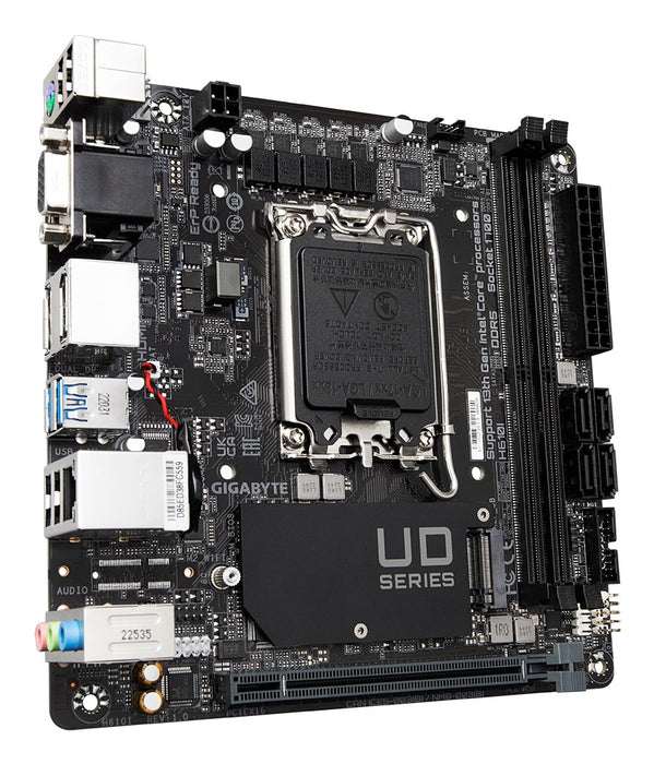 GIGABYTE H610I Motherboard - Supports Intel Core 14th CPUs, 4+1+1 Hybrid Digital VRM, up to 5600MHz DDR5, 1xPCIe 3.0 M.2, GbE LAN, USB 3.2 Gen 1